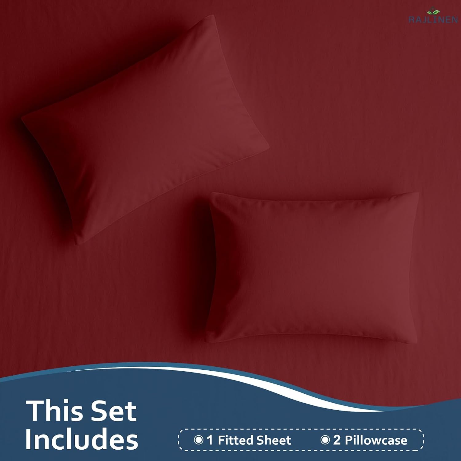 Olympic Queen Sheets Set, 100% Soft Microfiber, 3 Piece with Fitted Sheet and Pillowcases, Deep Pocket Fits Up to 15 Inch Mattress, Cooling, Breathable, Wrinkle Resistant, Hotel Luxury, Burgundy