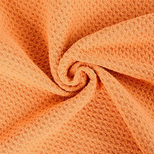 VIVIDLY 2 Pack Tri-fold Golf Towels, Premium Microfiber Fabric Waffle Pattern with Black Heavy Duty Carabiner Clip, Orange Golf Towels for Golf Bags for Men (Orange)