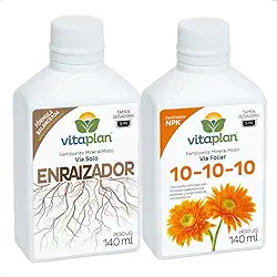 Kit Enraizador + Fertilizante NPK 10-10-10 Concentrado 140ml Mineral Misto Vitaplan com Dosador