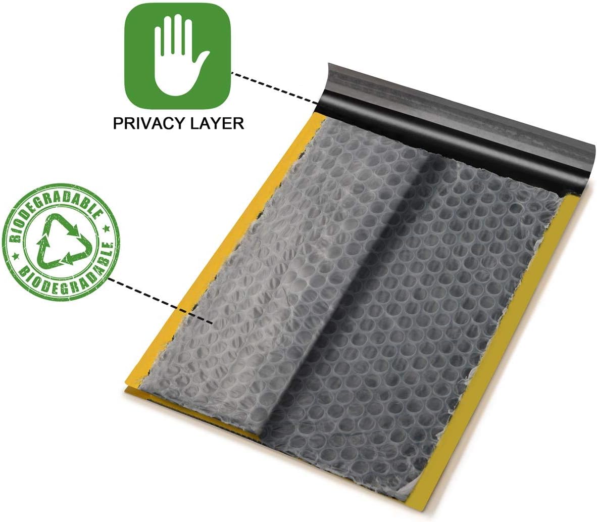 6x10 100% Biodegradable Bubble Mailers,25 Count #0 Compostable Padded Packaging Wrap Envelopes Pouches Eco Friendly Self Seal Bags : Office Products