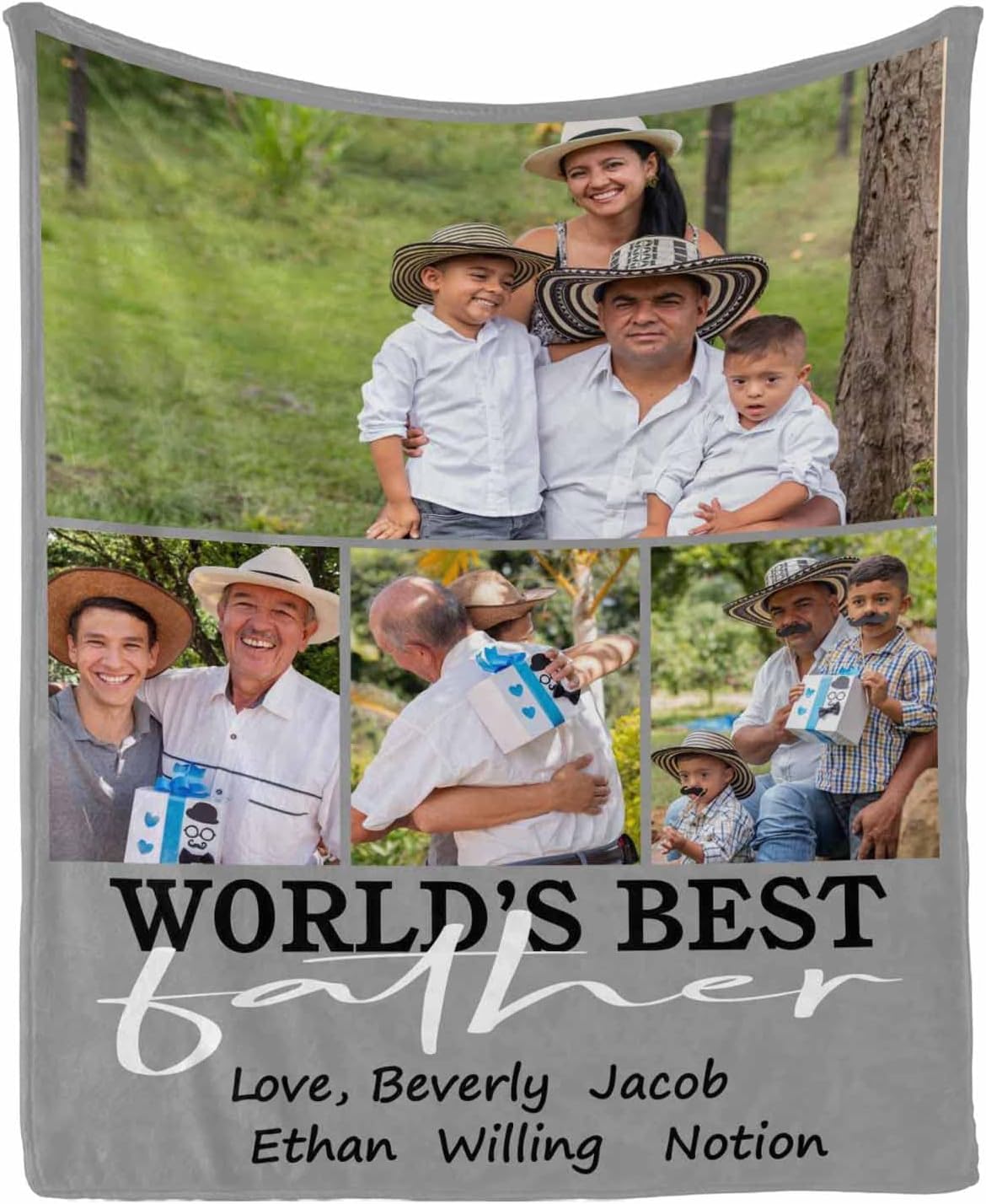 InterestPrint Custom Dad Blanket from Daughter Son Wife, Woeld 's Best Father Fathers Day Birthday Souvenir Gifts for Dad Throw Blankets 50x60 Inch