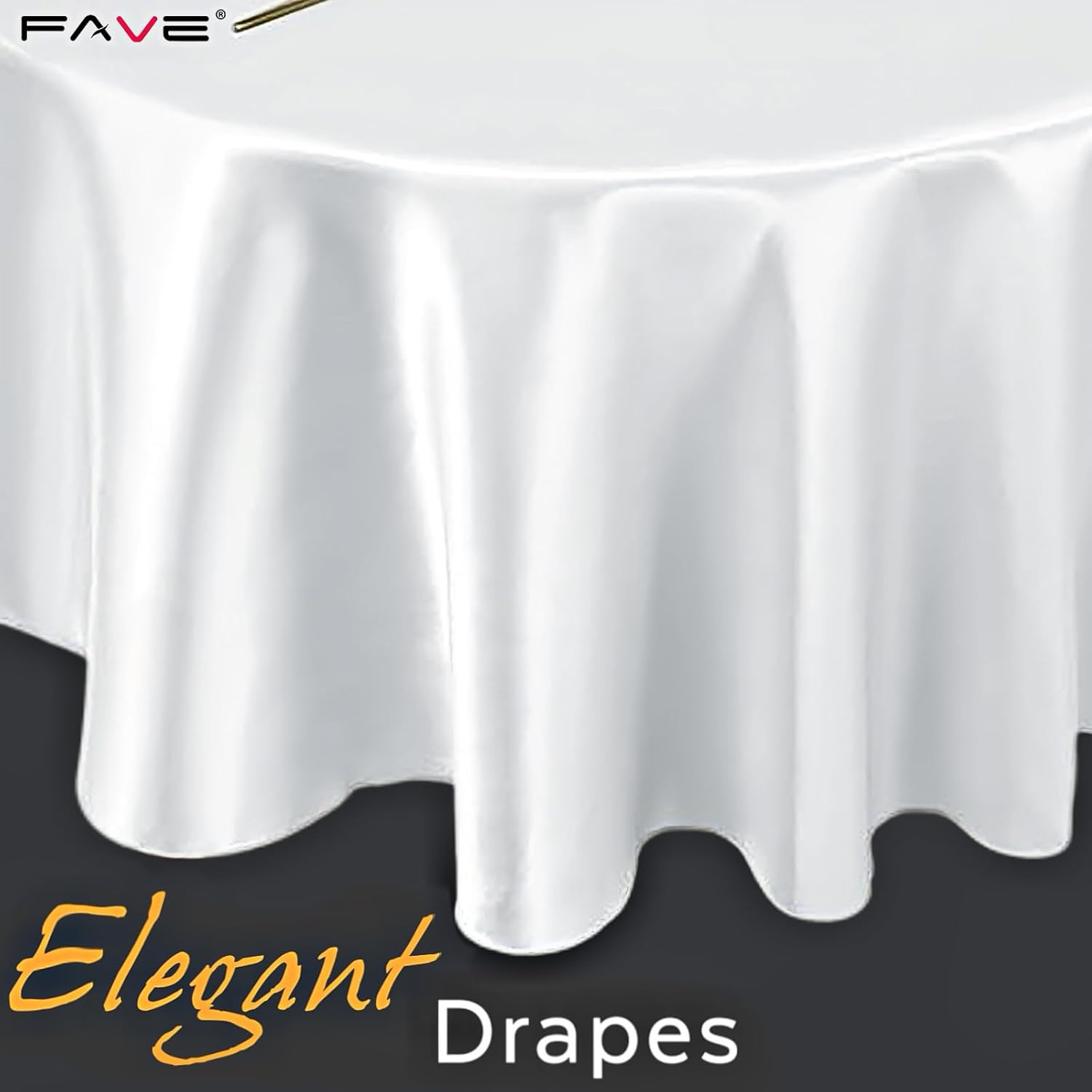 FAVE 6 Pack 120 Inch White Round Satin Tablecloth, Washable & Durable Satin Elegant Table Cover for Wedding Table Cloth Round Cover for Banquet, Party Formal Events(White, 120inch)