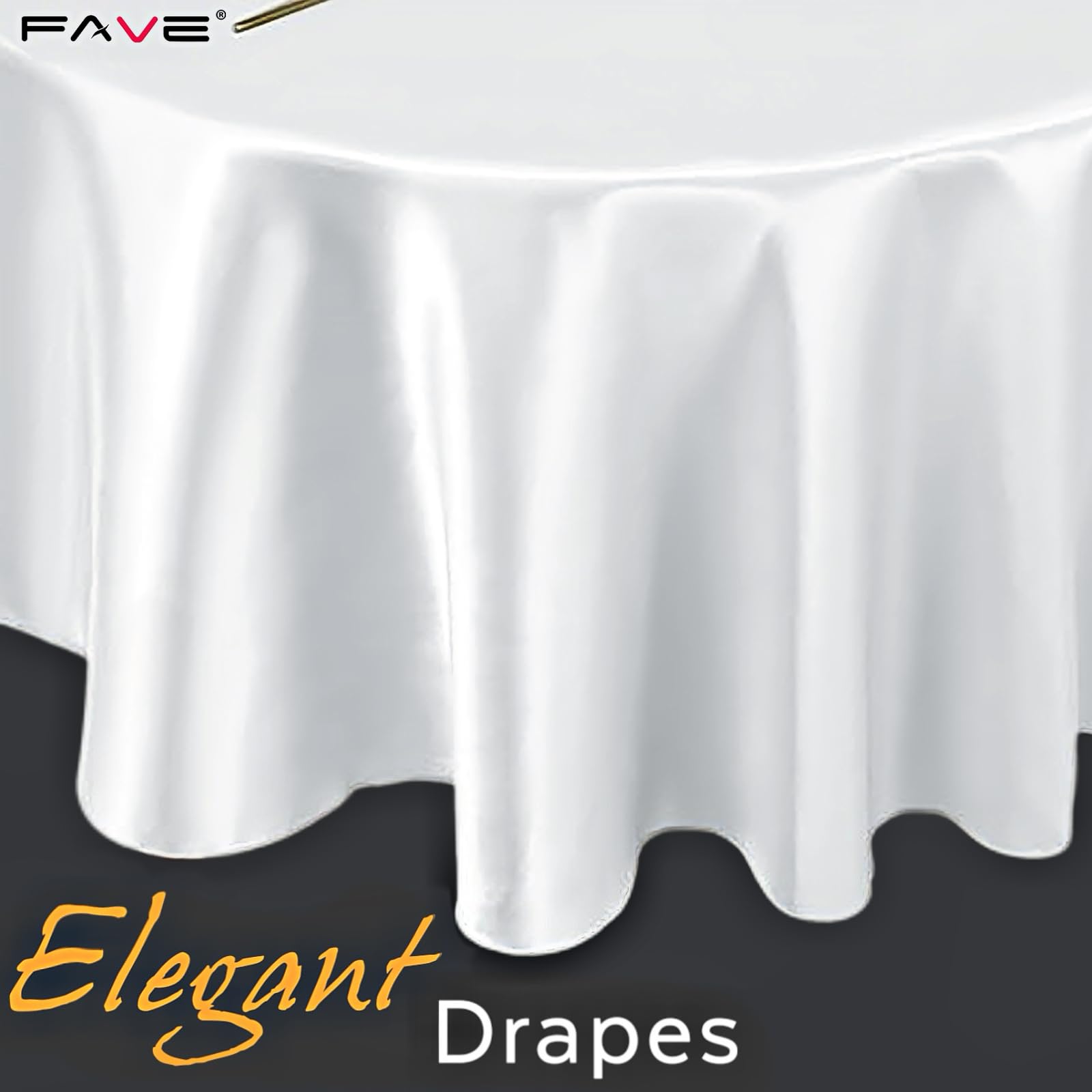 Fave Paquete de 6 Manteles Redondos de Satén Blanco 300 cm, Lavable | Manteles Elegantes de Satén Duradero para Boda, Banquete, Fiesta y Eventos Formales