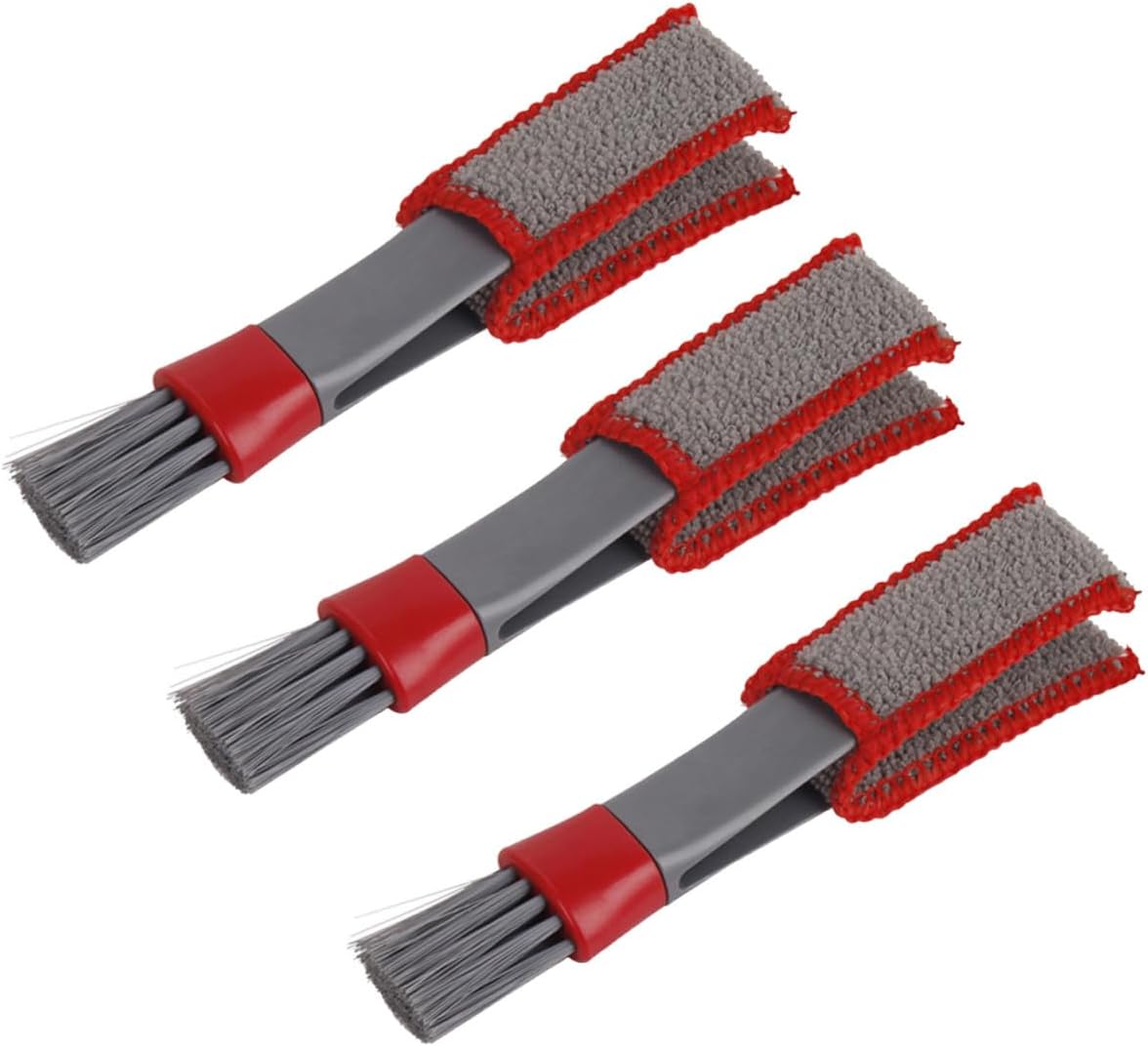 MERRYHAPY 3pcs Double Head Car Cleaning Brush Set Handheld Duster for Air Vent Dashboard and Keyboard Detail Cleaning Tools for Automotive Interior Dust Removal