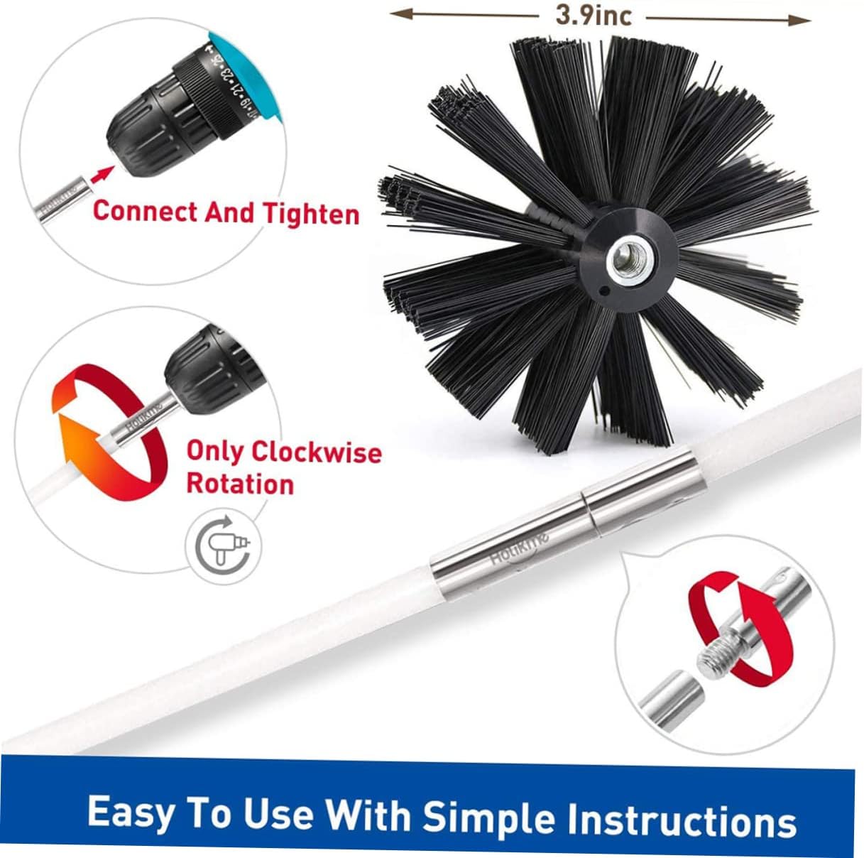 1set Chimney Cleaning Nylon Brush Handle and Flexible Pipe Rod for Efficient Fireplace Maintenance and Dryer Vent Cleaning