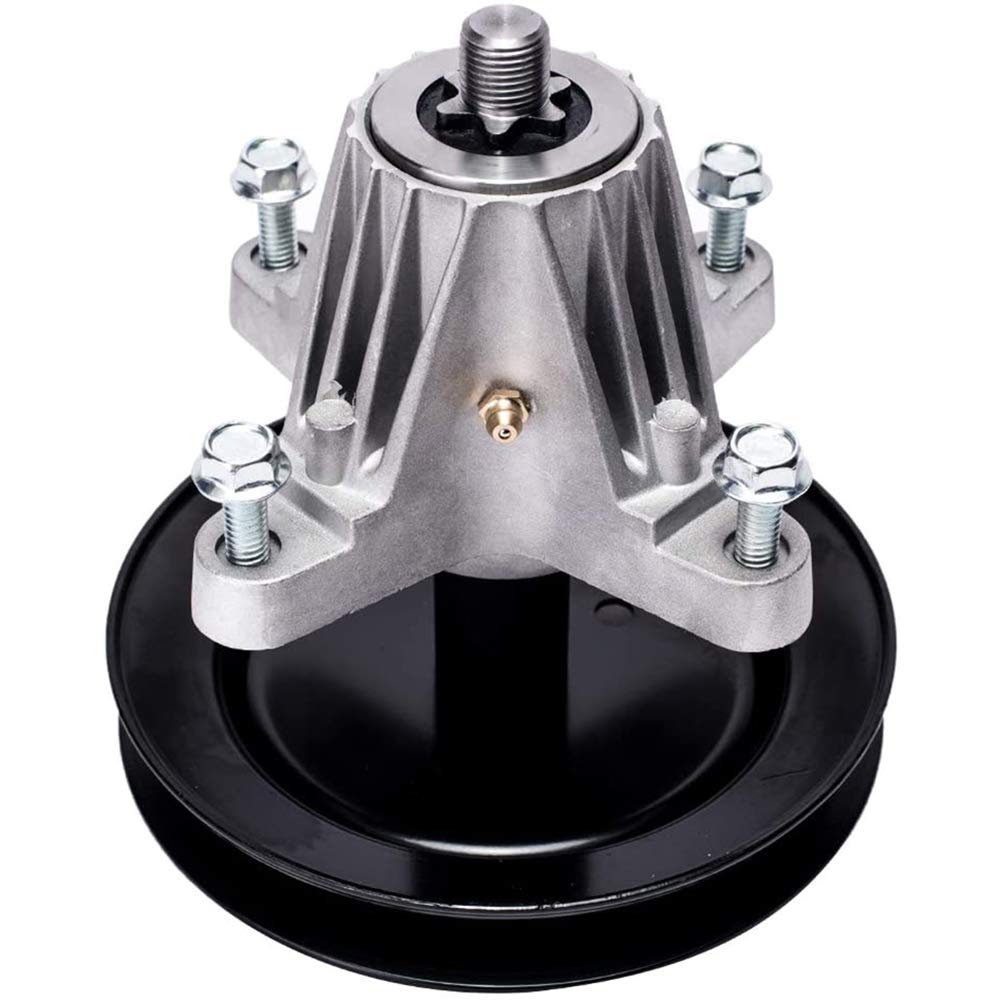 Compatible con 918-04822A 918-04822B 618-04822 918-04889, Conjunto de Eje de Cubierta de Cortacésped con Eje de Estrella de 6 Puntos, Polea Incluida (Plata)