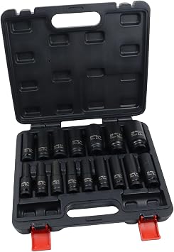 US PRO Industrial 16pc 1/2 Dr 6-Point Deep Impact Socket Set European Style 10-32mm