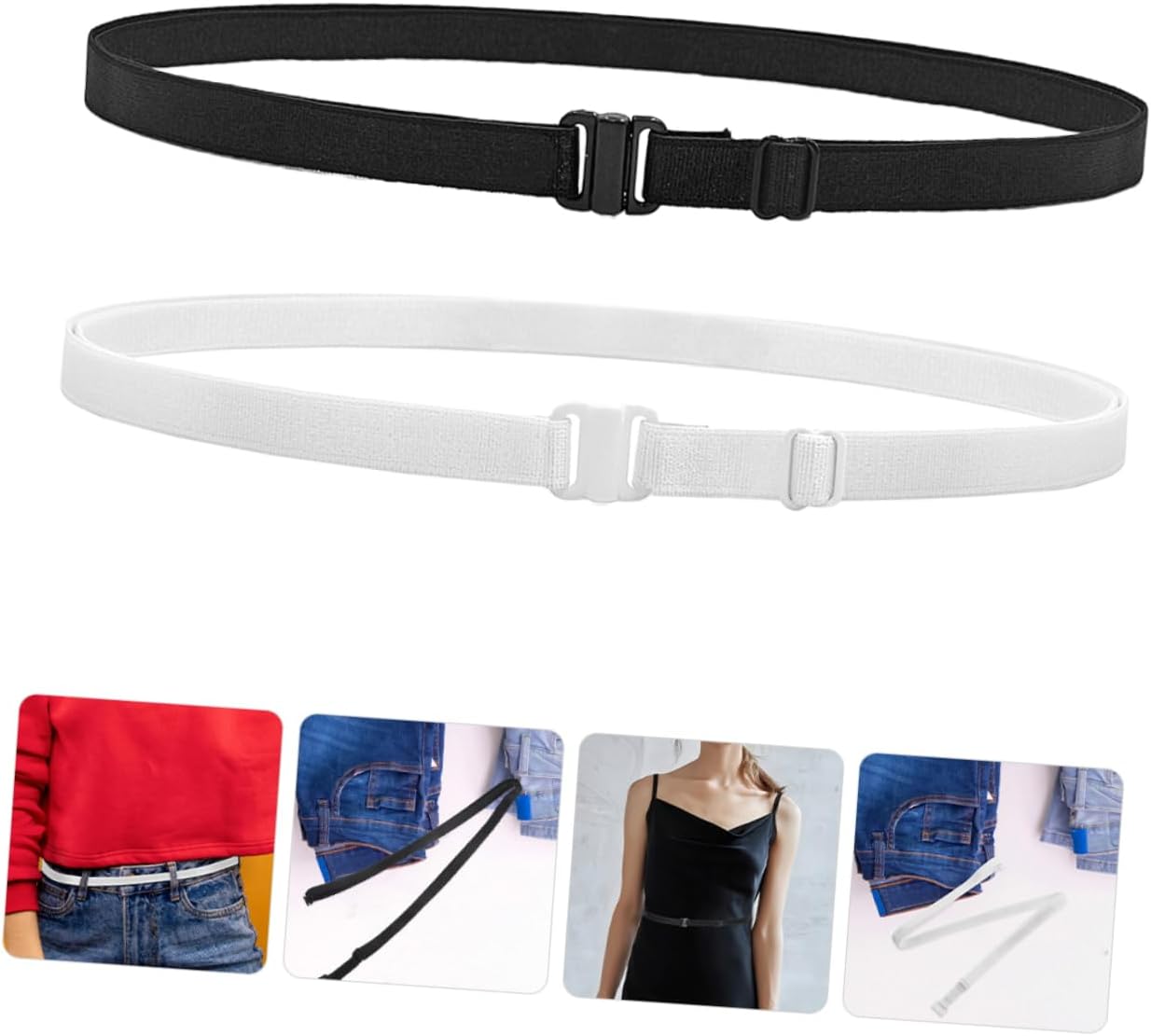 4pcs Adjustable Elastic Tuck Band for Tops Stretch Belt for Pants Jeans Comfortable Waistband Discreet -day Wear Invisible Style for Versatile Outfits