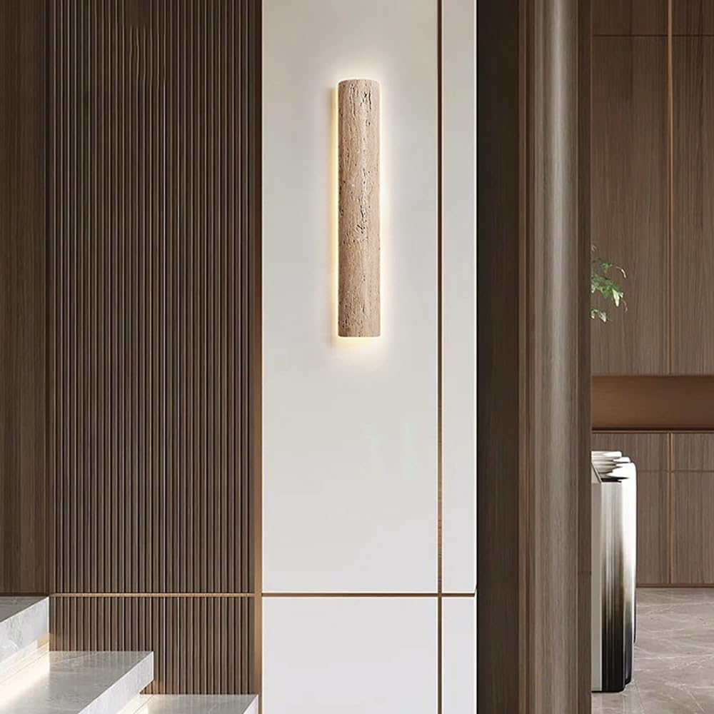 Modern Home Decoration 11W Marble LED Linear Wall Sconce Indoor Natural Stone Wall Light Wood Grain Long Bar Light Farmhouse Vintage Bedroom Wall Lamp for Living Room Hallway Bathroom