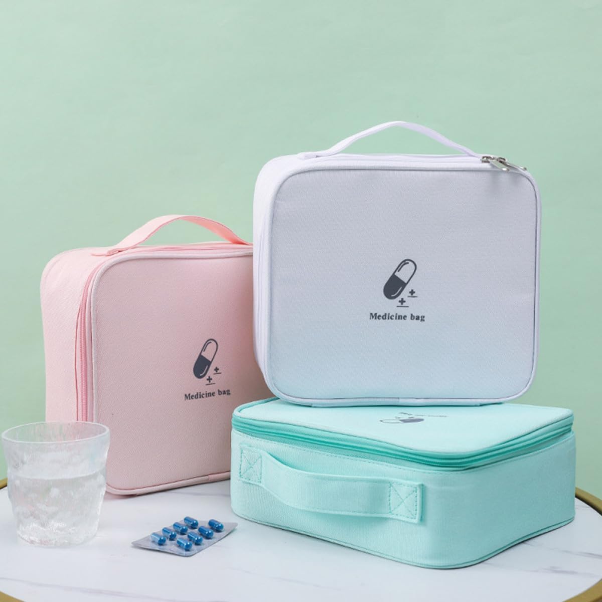 Portable First Aid Kit Bag with Medicine Organizer, Emergency Storage Pouch for Travel, Pink Compact Supply Organizer for Outdoor and Home Use