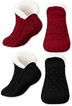 2 Paires Chausson Chaussette Homme Femme Slipper Antidérapantes Hiver Chaud Douce, Chaussettes Chaussons Femme
