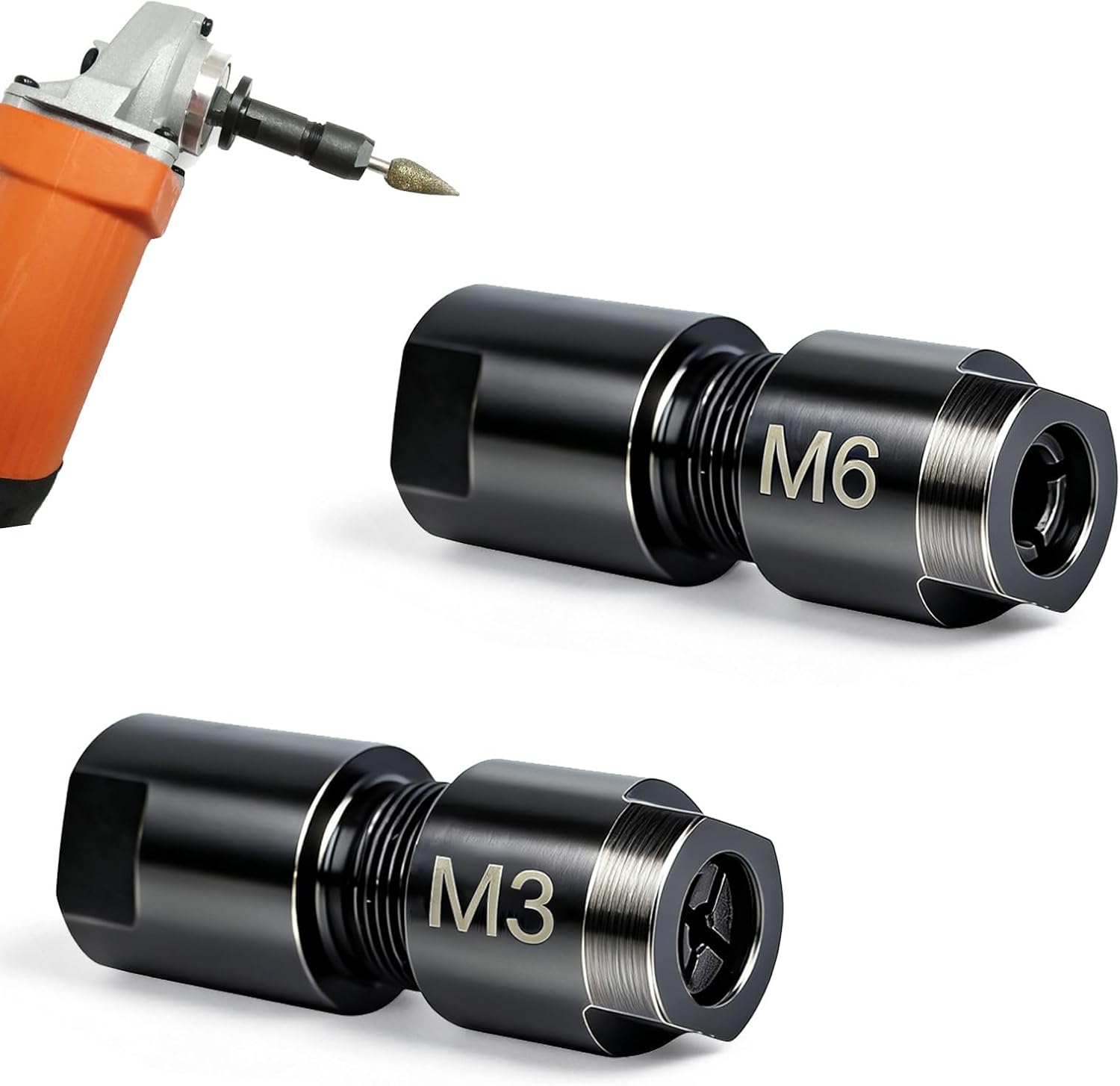 2 PCS 3mm&6mm Angle Grinder to Die Grinder Adapter (5/8-11 Threaded Shaft) for Metal/Wood/Stone Grinding & Polishing, Heavy Duty Extension Connecting Rod Fit for Angle Grinders, Rotary Tools, Drills