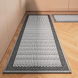 MOKITO Kitchen Runner Rugs and Mats Non Skid Washable,Grey Kitchen Rugs Non Slip,Long Kitchen Rugs F