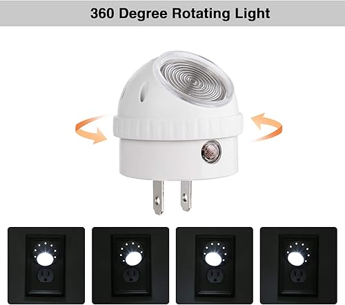Miniatura 3 de DEWENWILS Luces nocturnas enchufables a la pared, sensor de atardecer a amanecer, rotación de 360, luces nocturnas LED direccionales para niños,