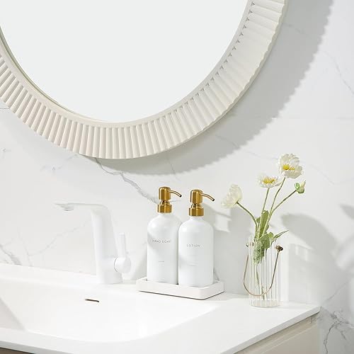 Miniatura 5 de Juego de baño dispensador de jabón dorado, dispensador de manos y loción con bomba de acero inoxidable, perfecto para decoración moderna de baño