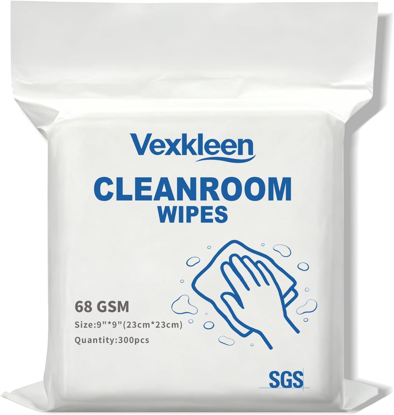 9" x 9" Soft & Absorbent Cleanroom Wipes (300 Pcs, 68GSM) | Lint Free Wipes for Laboratory, Electronics, Automotives and Semiconductor Industries