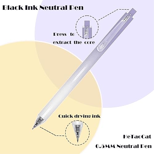 Miniatura 6 de HeTaoCat Bolígrafos de gel retráctiles, punta fina de 0.020 in, secado rápido, dibujo de escritura, bolígrafos de gel de tinta negra, caja de 6