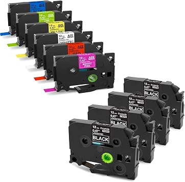 Replacement for Tz TZe Tape 12mm 0.47 Laminated Compatible with Brother P-Touch PTD200 PTH110 Label Maker Refills, 10-Pack