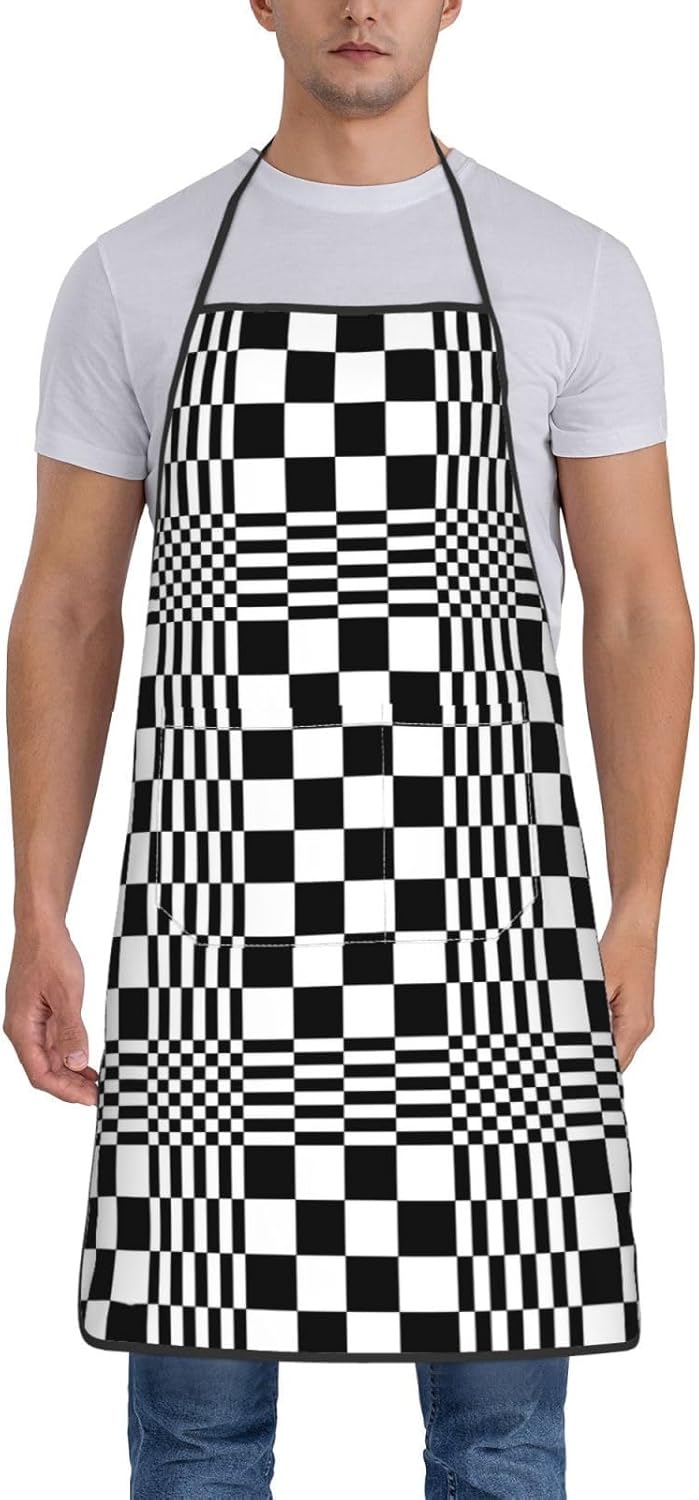 Women Men Bib Aprons Chef Cooking Aprons with Pockets for Kitchen Cooking BBQ Baking Grilling - Image 5