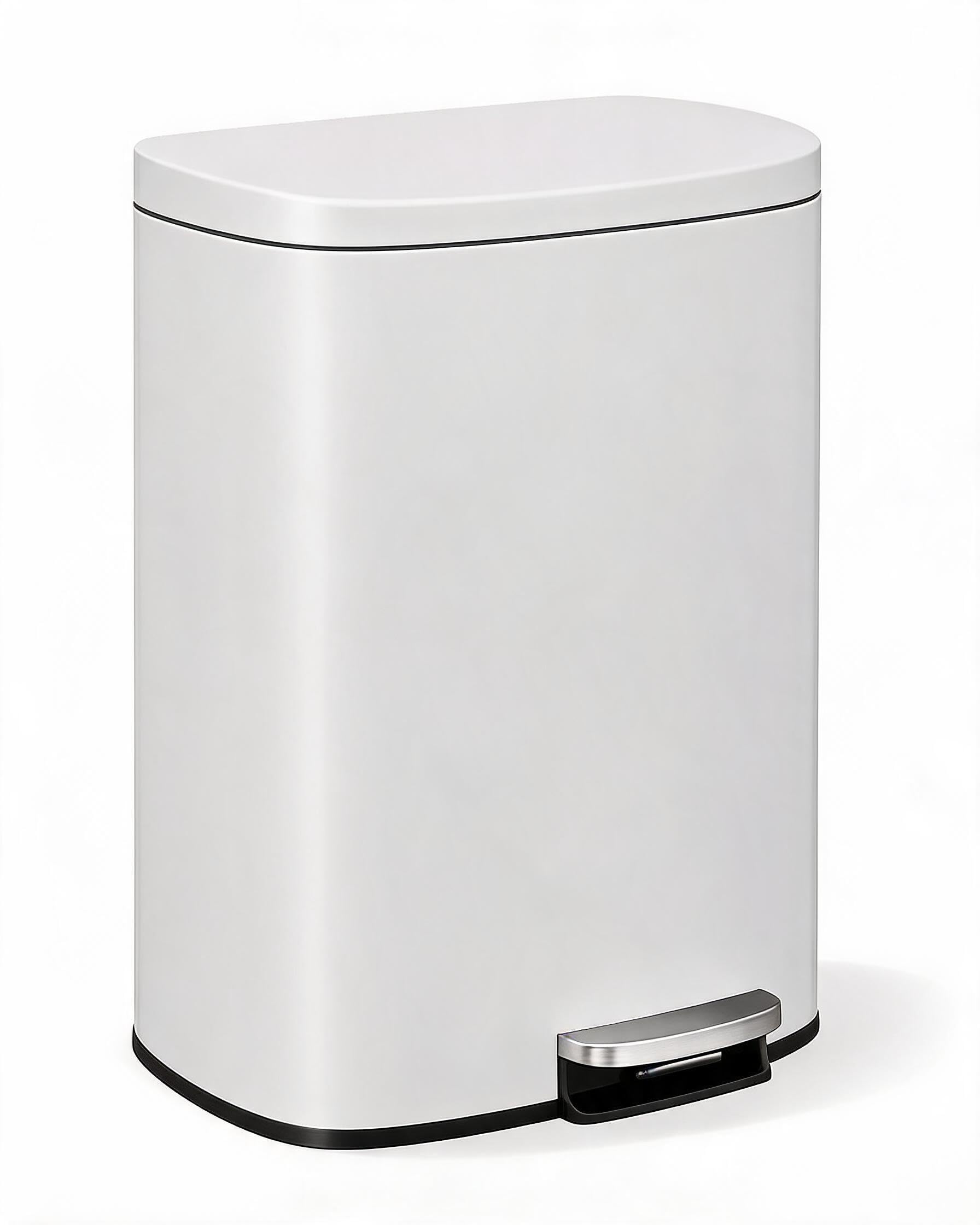 Edelstahl Mülleimer 50L mit Soft Close | 50L Tretmülleimer mit geruchsdichtem Deckel und herausnehmbarem Inneneimer. Ideal für Küche und Bad