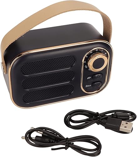 Miniatura 1 de Retro Bluetooth Speaker with HiFi Stereo Sound, Portable Wireless BT 5.0 Speaker with USB TF Card Aux Input, 6 Hour Playtime (Black)