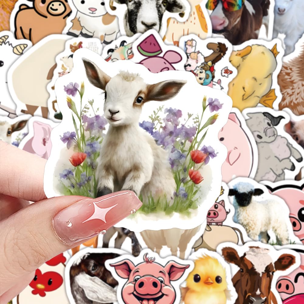 50 Pieces Farm Animals Stickers for Water Bottle - Image 3