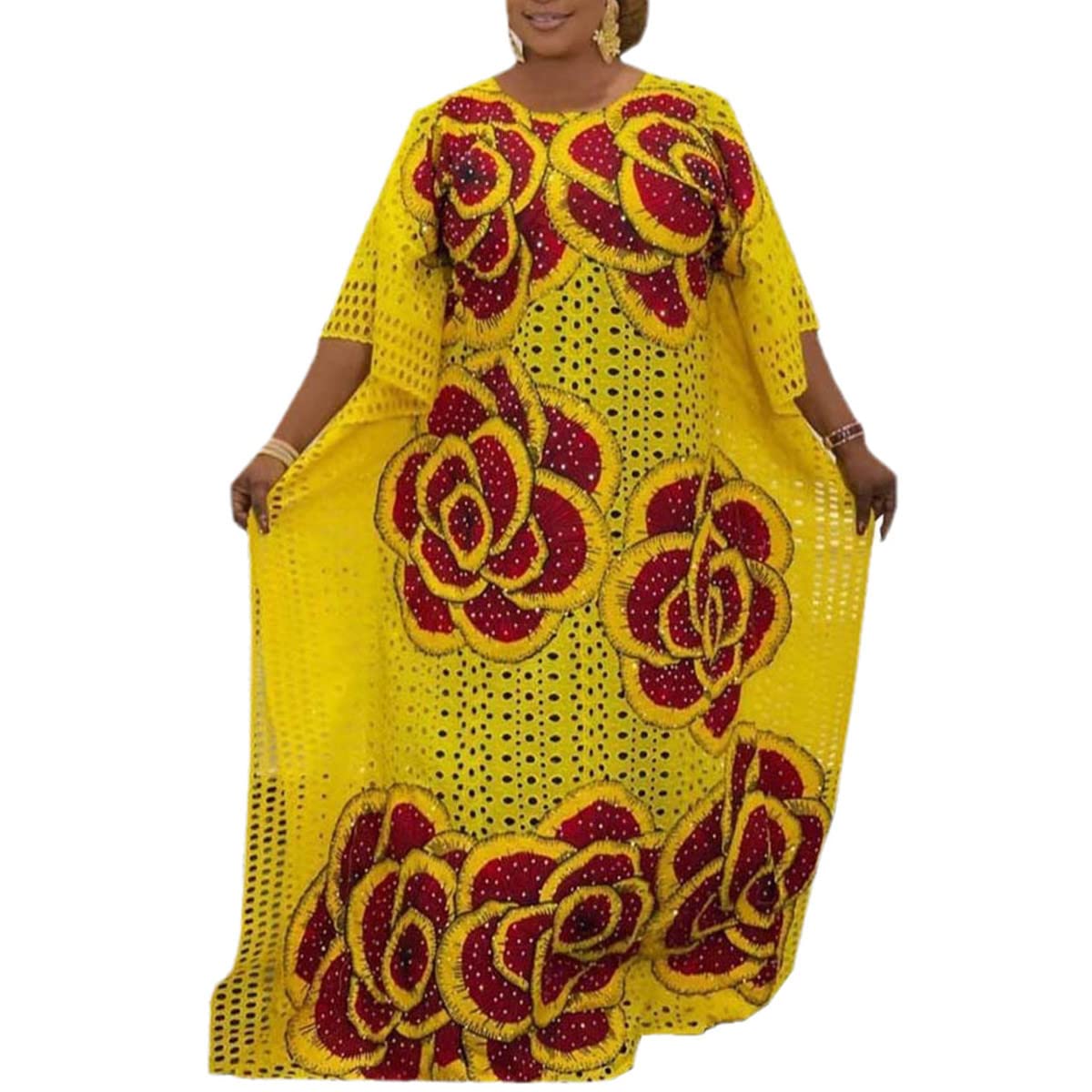 Robe de soirée africaine ensemble 2 pièces jaune fluide et infroissable - 8