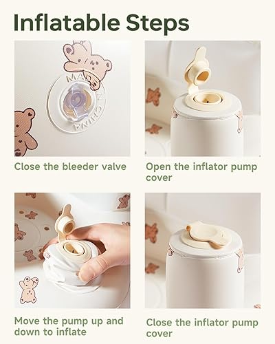 Miniatura 5 de Asiento inflable para bebé de 3 a 36 meses, asiento de apoyo portátil con bomba de aire incorporada, silla de aprendizaje para sentarse y alimentar