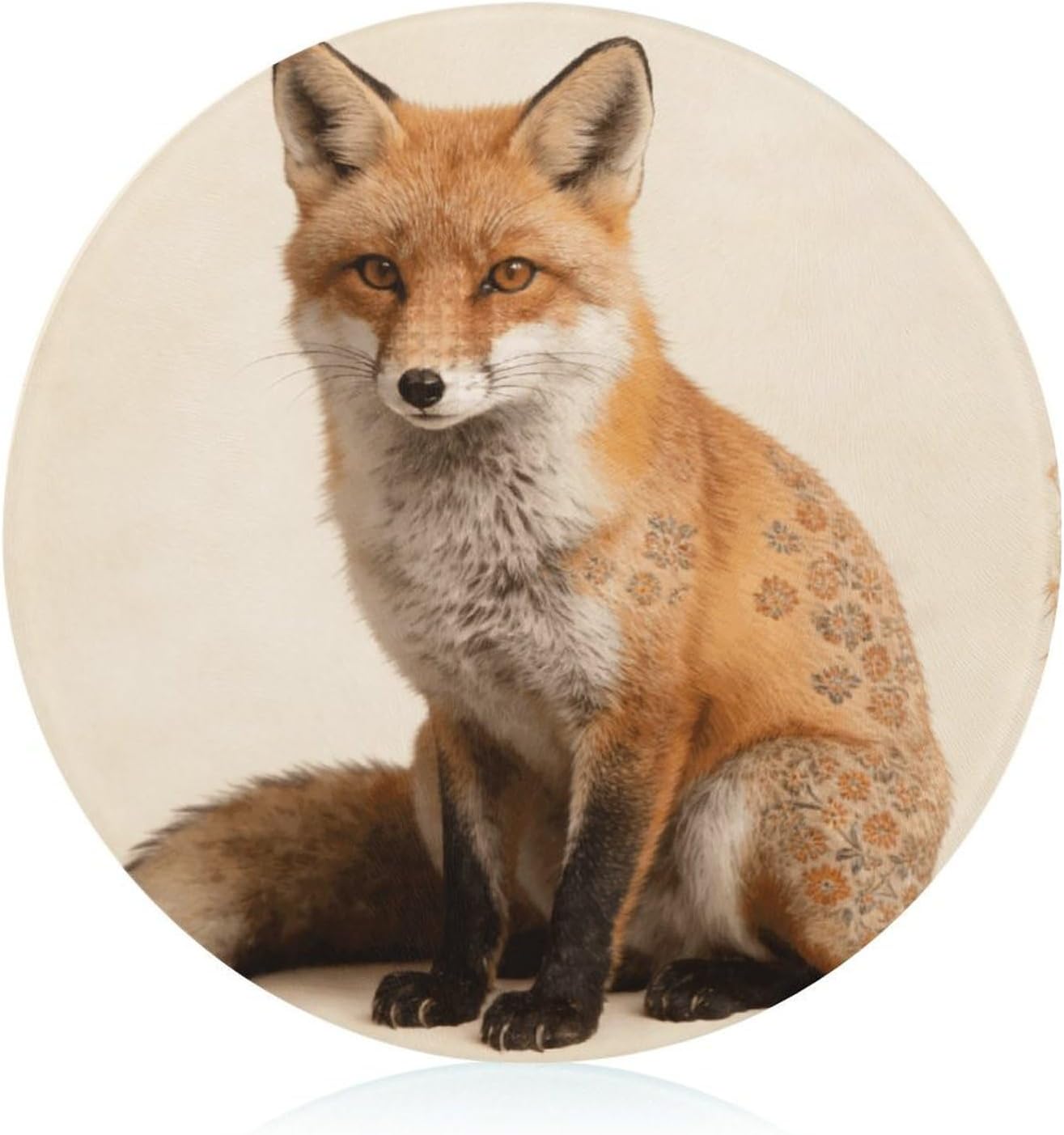 Fox Print Tempered Glass Chopping Block | 7.9 Inch Round Non Slip Glass Cutting Board Kitchen Prep Tray for Household Daily Cooking Outdoor Picnic Use