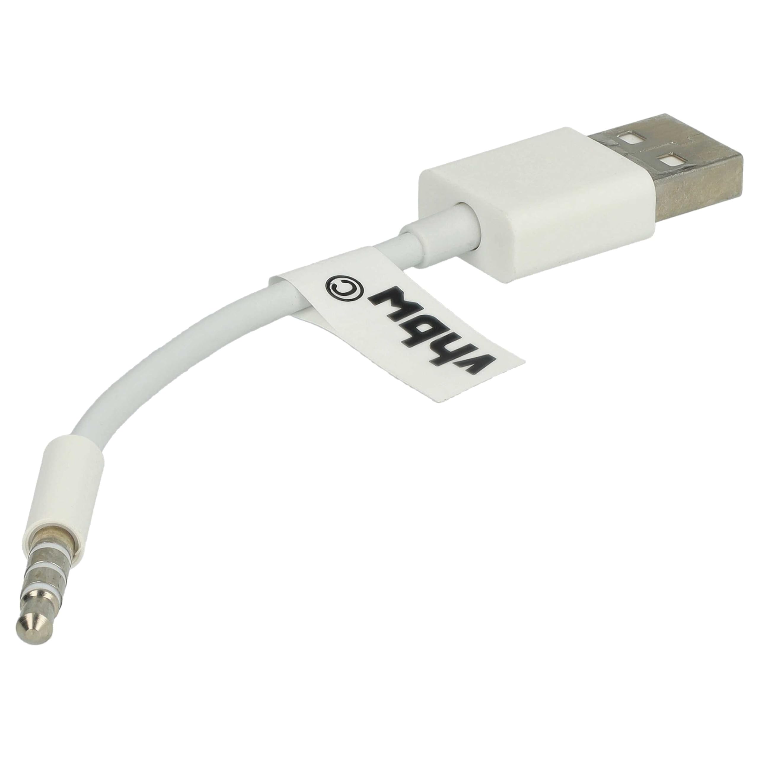 vhbw Kabel USB do ładowania danych kompatybilny z Apple IPod Shuffle 3G, odtwarzacz MP3 2G, biały, 10 cm