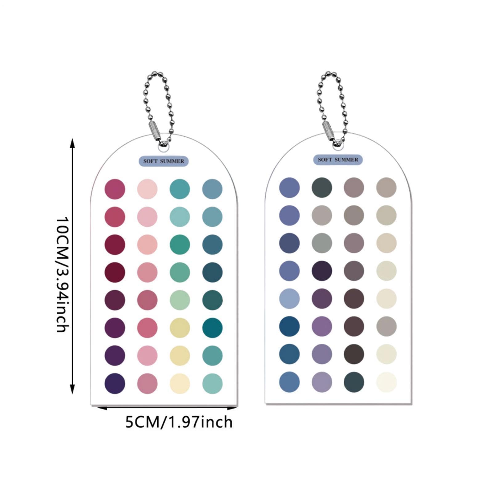 2 Stück Saisonale Farbpalettenkarten, 12 Season Farbanalyse Vorlagenkarte Tragbare Farbanpassungsanleitung Für Outfits Und Make Up Doppelseitiges Acryl Farbmusterkarten Für Zuhause, Reisen