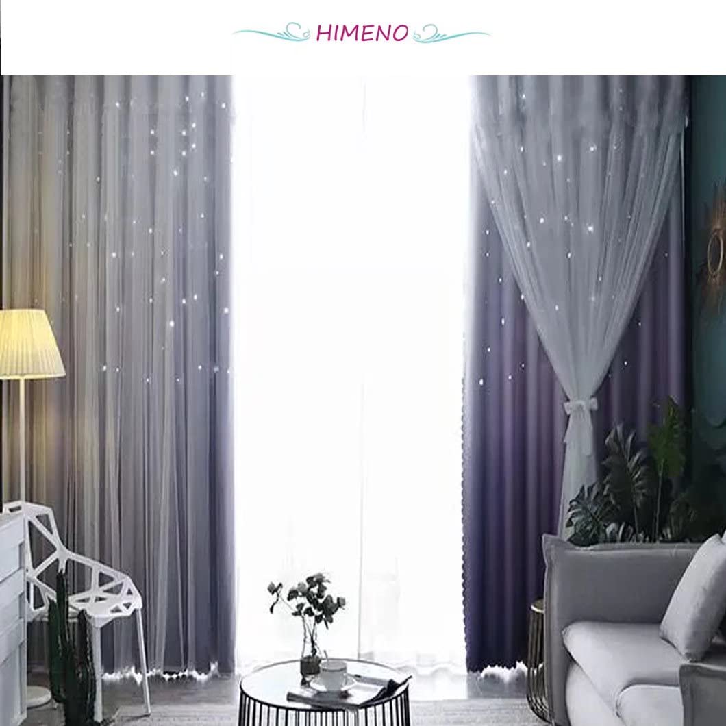 Amazon｜姫系 遮光カーテン 可愛い 星 カーテン 遮光 遮像 目隠し