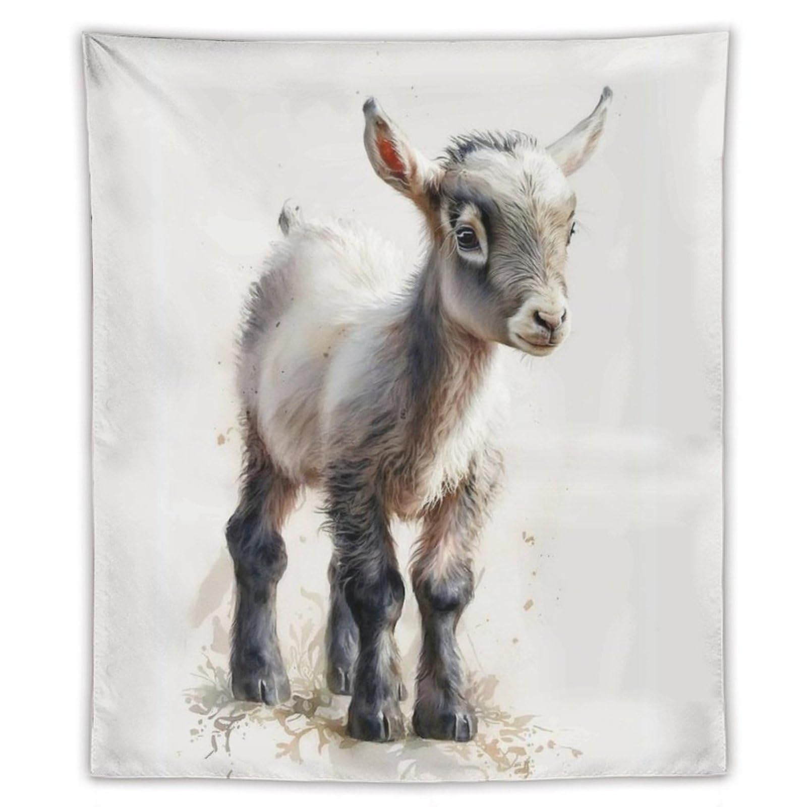 ヤギの油彩画　油絵　動物画　インテリア Amazon | 野原の小さな羊 数字油絵 リアルな水彩風超リアルな動物