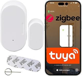 Sone Smart One Zigbee Fensterkontakt Türsensor Smart Home – Mini Tür- & Fenstersensor – Zigbee Türsensor kompatibel mit Tuya Smart Life – CR2032 Batterie – WLAN Benachrichtigung – Alexa fähig