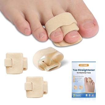 Hammer Toe Straightener for Women & Men - 2 Pack Hammer Toe Splints & Wraps, Toe Spacers for Crooked, Overlapping Toes