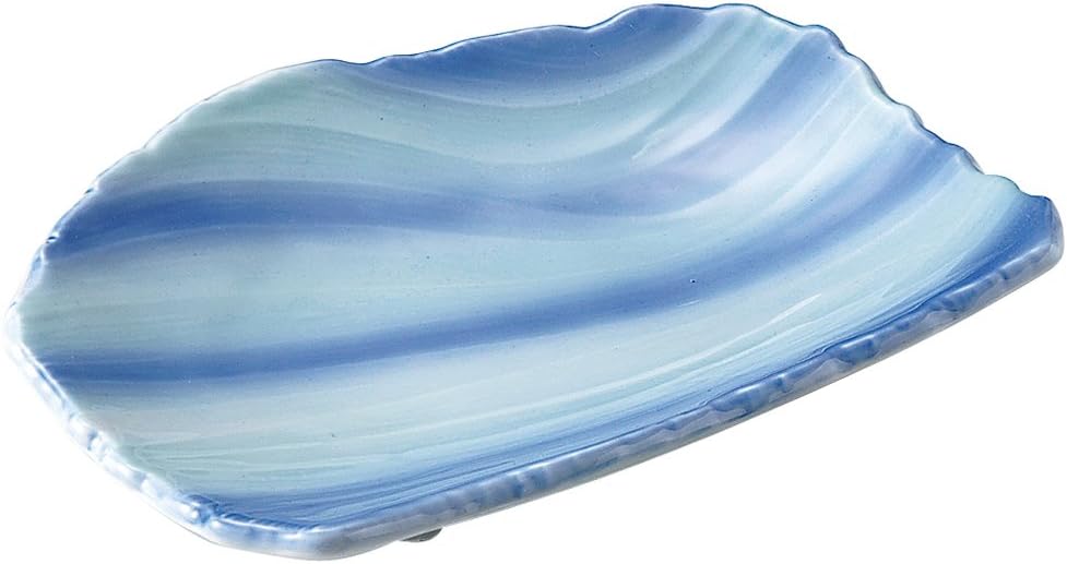 Yamashita Crafts 14388000 Blue Water Carving 7.0 Plate, 8.7 x 2.5 x 1.5 inches (22 x 6.3 x 3.7 cm)