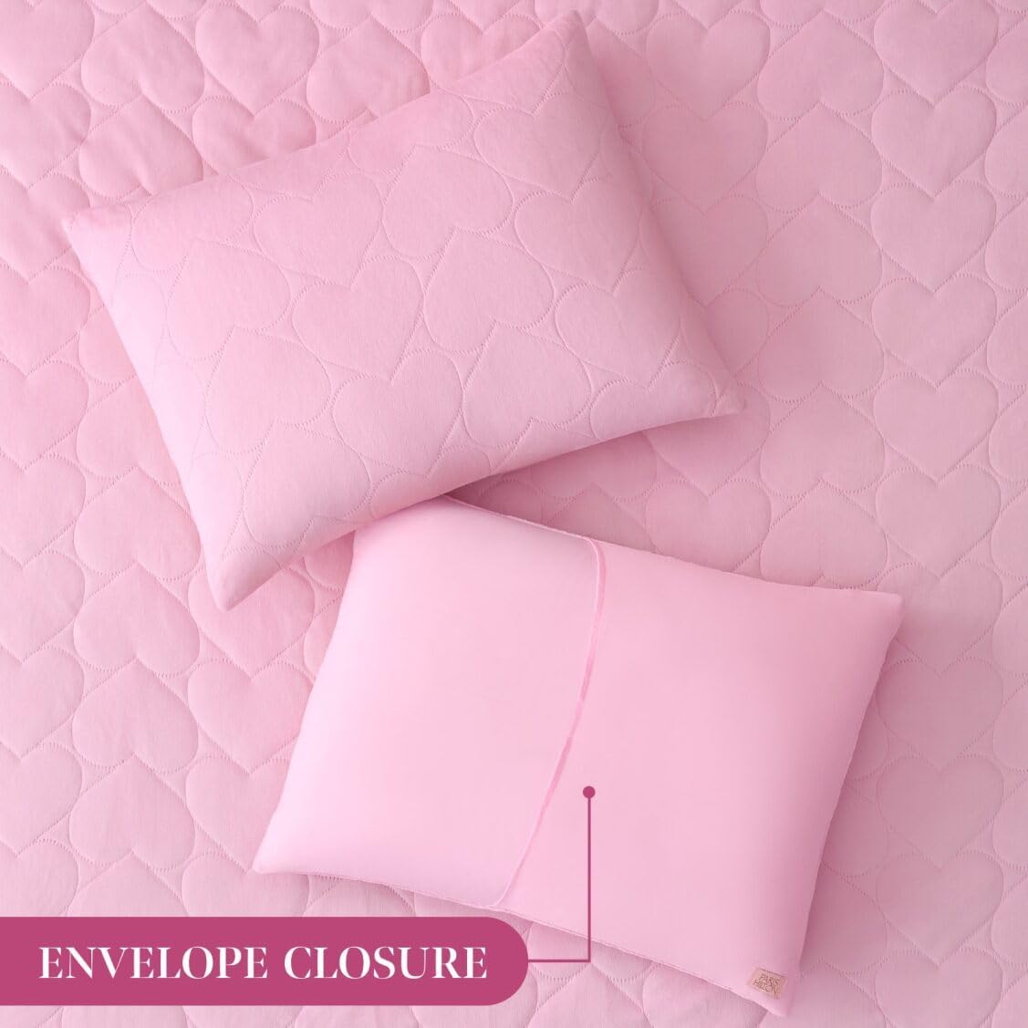 Paris Hilton 3 Piece Full/Queen Comforter Set with 2 Pillow Shams - Soft Warm Chic & Lightweight Quilted Full Bed Spreads, Housewarming & Birthday Gifts for Women & Teen Girls, Pink Hearts (Miranda) | Cute Designs