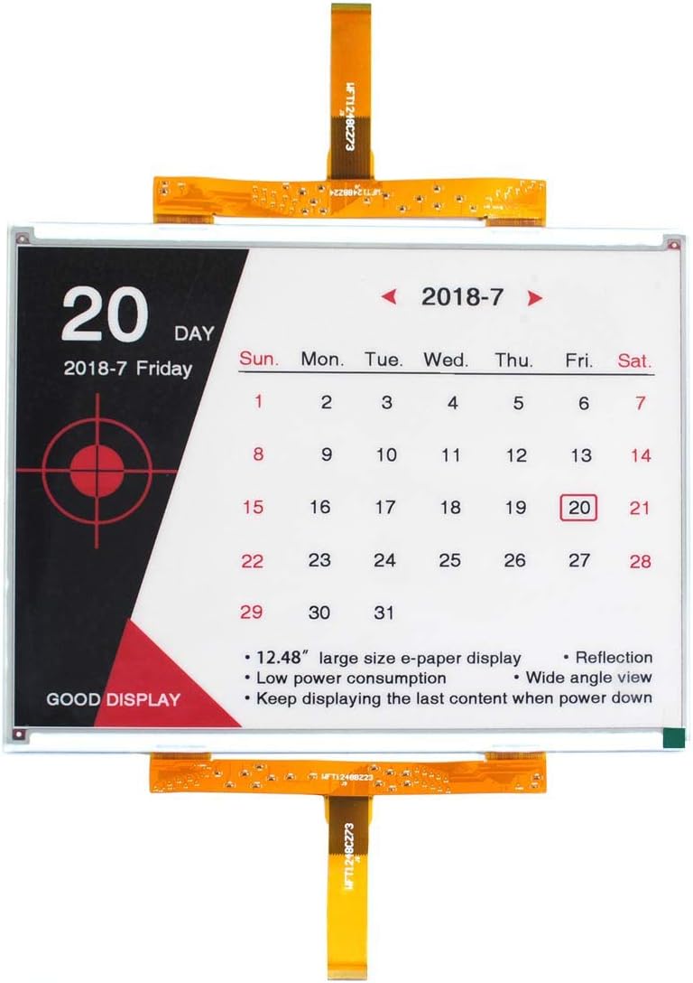 GooDisplay 12.48 Inch Color Large E-Paper Screen Eink Display Electronic Paper Display Panel Black White Red