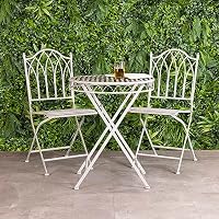 CHARLES BENTLEY Wrought Iron Bistro Set Metal Outdoor Garden Patio Set With Rust Proof Finish In Grey