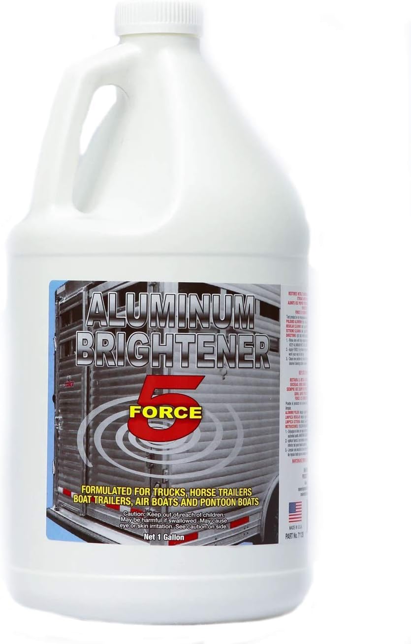 Force 5 Aluminum Brightener. Cleaner and Restorer, Perfect for Pontoon Boats, Jon Boats & Canoes. Any Aluminum That Needs To Be Restored. (1 Gallon)