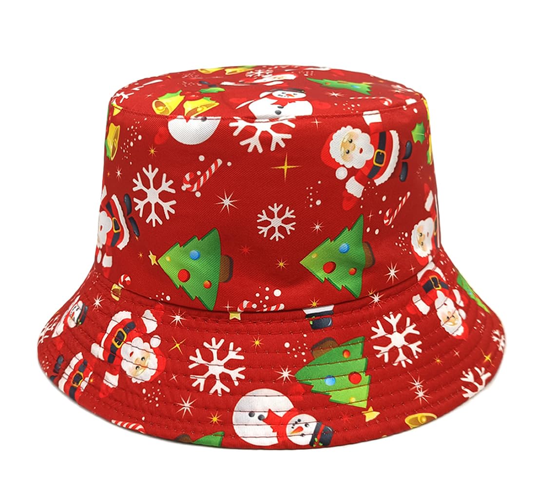 Bucket Hat for Women Men,Travel Sun Beach Cap,Unisex Fishing Outdoor Boonie (Christmas red)