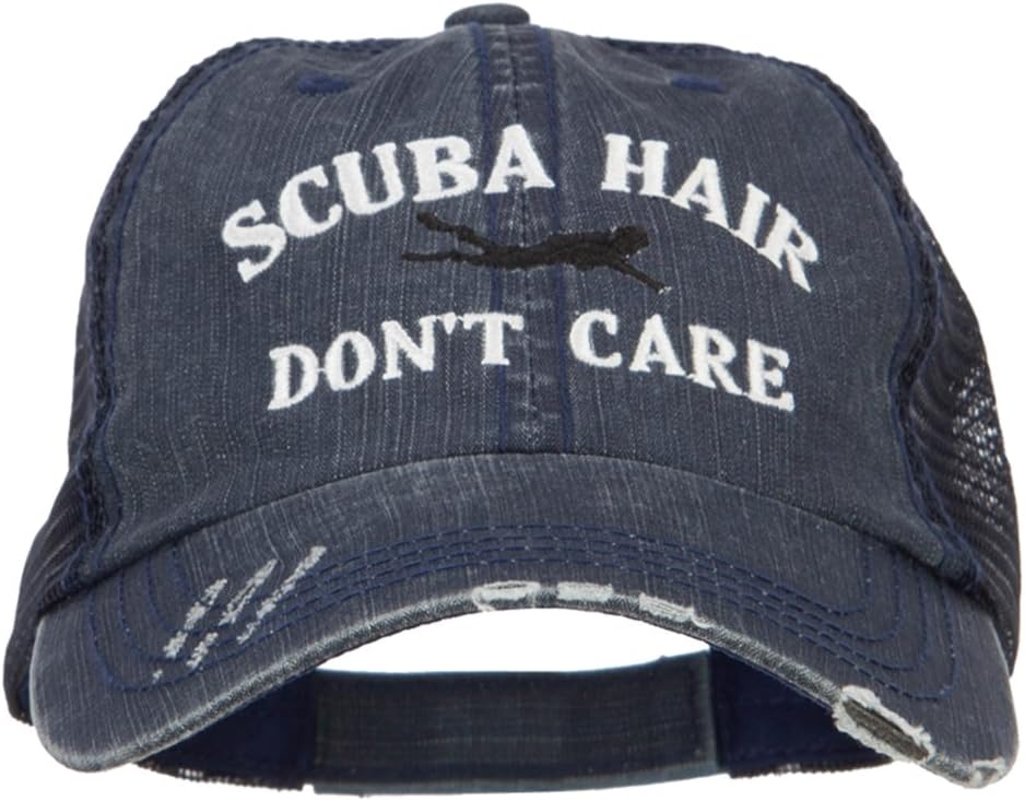 e4Hats.com Scuba Hair Don't Care Embroidered Cotton Mesh Cap