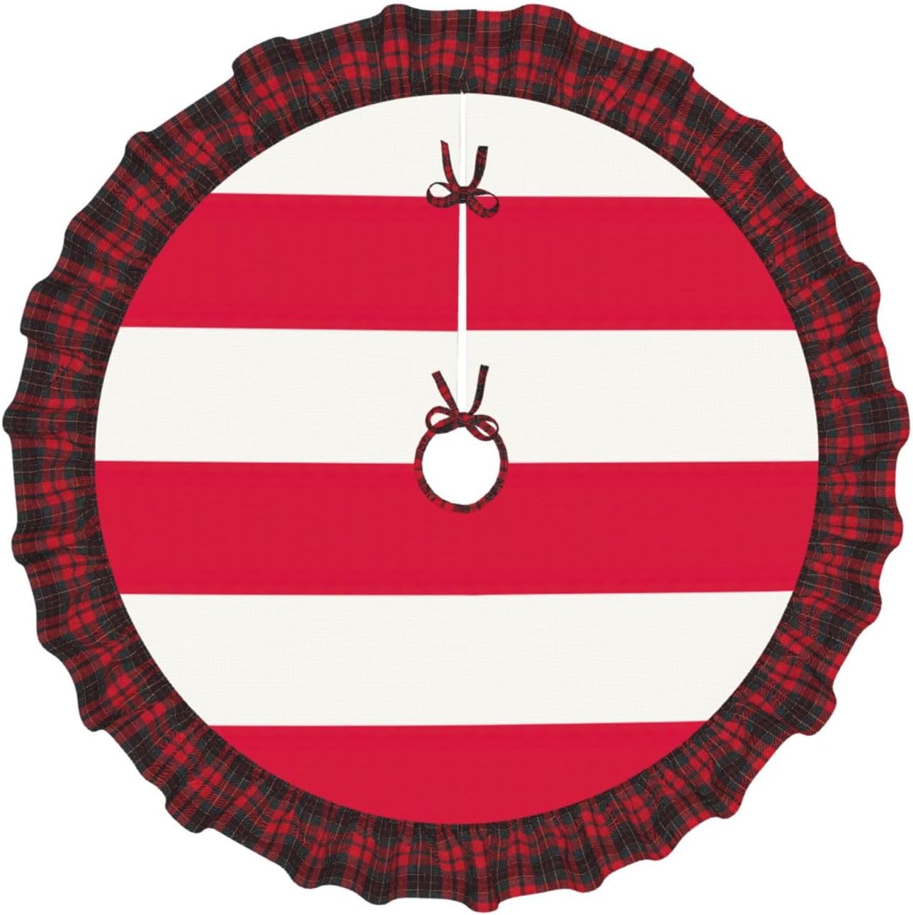 Polish Flag Christmas Tree Skirt with Plaid 36 Inch, Xmas Tree Skirts for Christmas Tree Mat Decorations