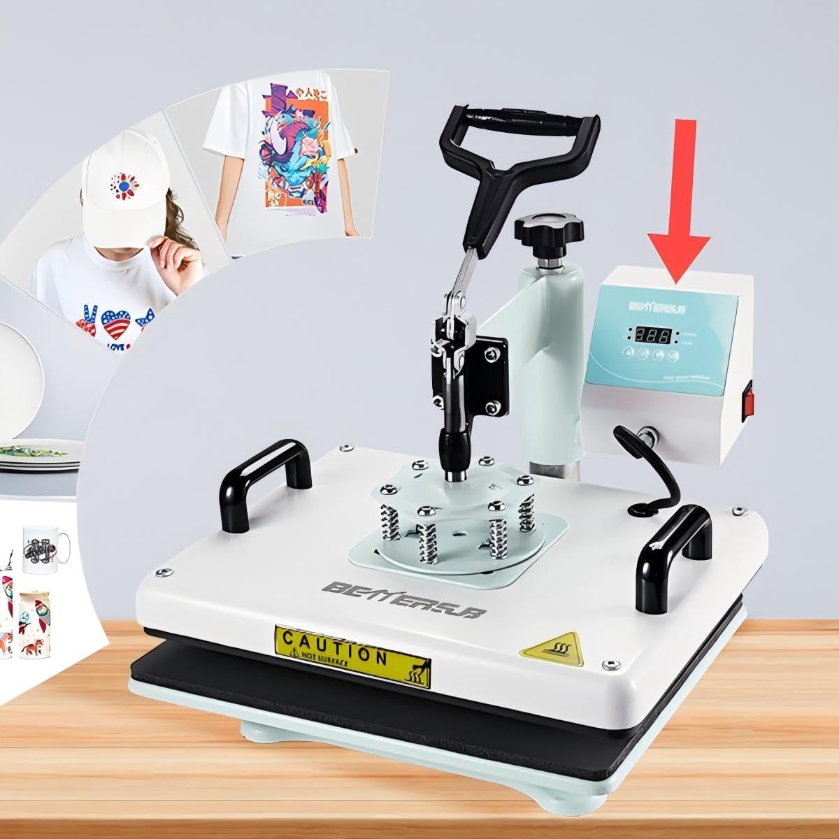 BetterSub Control Box for Heat Press 1000W 110V Black Heat Press Digital Controller Box Digital LCD Controller for T-Shirt/Mug/Cap Heat Press Machine Teal White