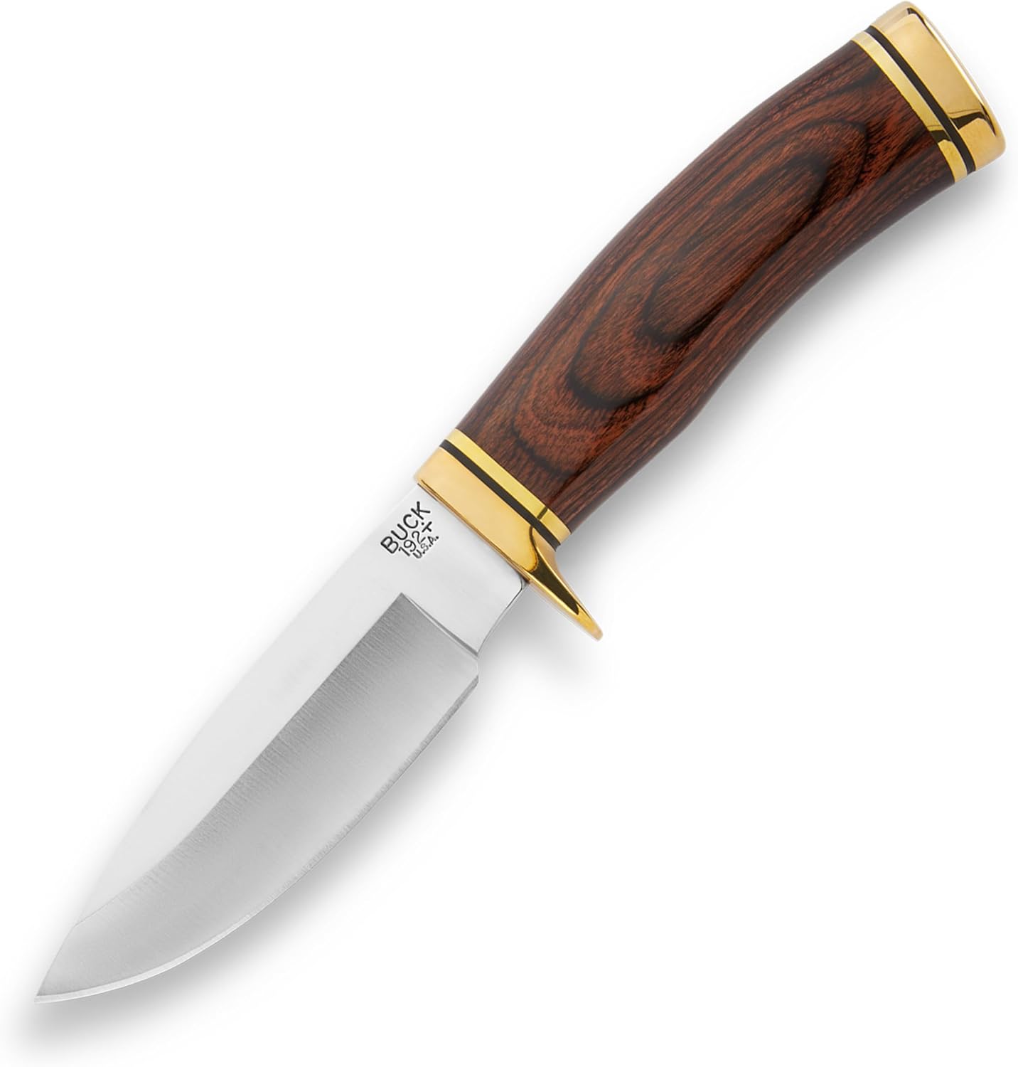 Buck Knives 192 Vanguard Hunting Knife, 4-1/4" Fixed Blade, Full Tang Design, Walnut DymaLux Handle, 420HC Stainless Steel Drop Point Blade, Sheath Included, Knife Made in the USA, 6.3 oz