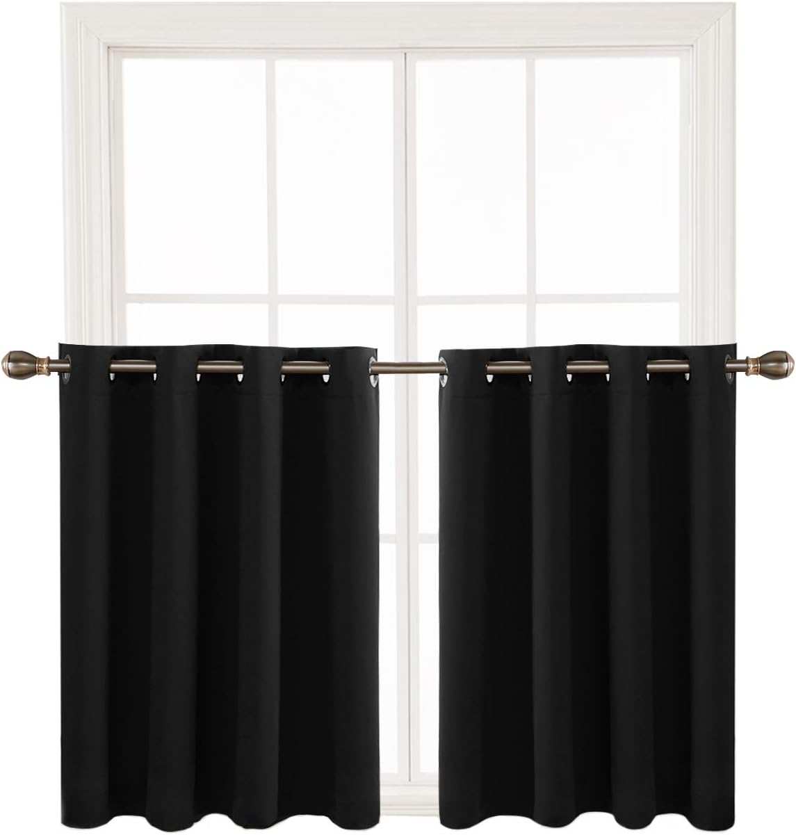 Amazon.com: Deconovo Black Blackout Window Valances for Kitchen Thermal ...