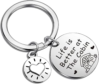 ASANHAO Cabin Keychain - Nature Inspired Jewelry for Lake Lover, Stainless Steel Gift for Cabin Decor - Cottage County Gift, Keychain for New Home, Boat & Outdoor Enthusiasts Jewelry