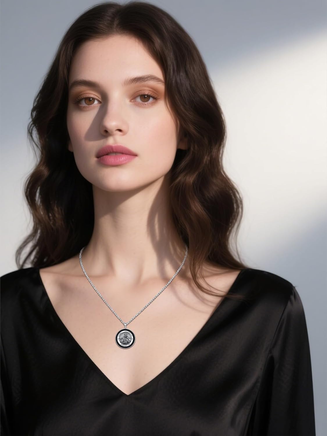 925 Sterling Silver Patron Saint Medals Amulet Protection Pandent Necklace Cross Faith Jewelry for Men(2.5mm 22"+2" Rolo Chain) - Image 4