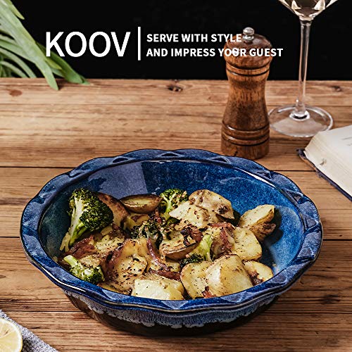 Koov Ceramic Pie Pan, 9 Inches Pie Plate, Pie Dish For Dessert Kitchen, Round Baking Dish Pan For Dinner, Wrapping Upgrade, Reactive Glaze (Nebula Blue) #TOP1