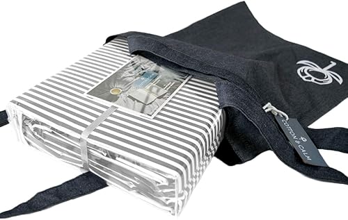 Cotton & Calm Juego de funda de edredón exquisitamente de ensueño, tamaño matrimonialqueen (1 funda de edredón, 2 fundas de almohada), rayas grises